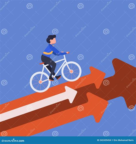 Business Flat Drawing Businessman Riding Bicycle On Arrow Worker