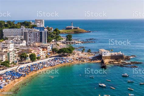 Bahia (bay in portuguese) is one of the 26 states of brazil and in the northeast of the country, on the atlantic coast. Salvador Da Bahia Brazil Aerial View Of Porto Da Barra Beach And Barra Lighthouse Stock Photo ...