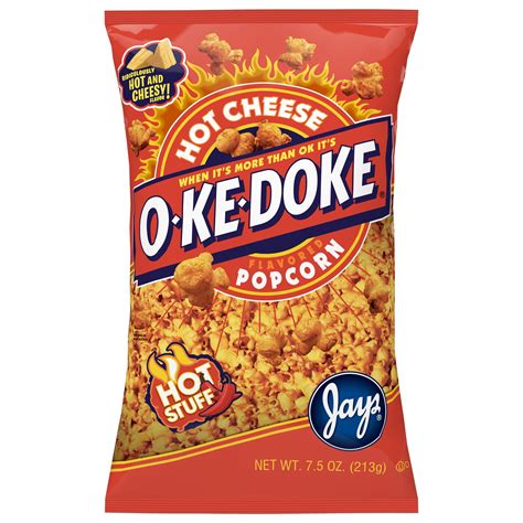 O Ke Doke Popcorn Hot Stuff Cheese Popcorn 75 Oz Bag