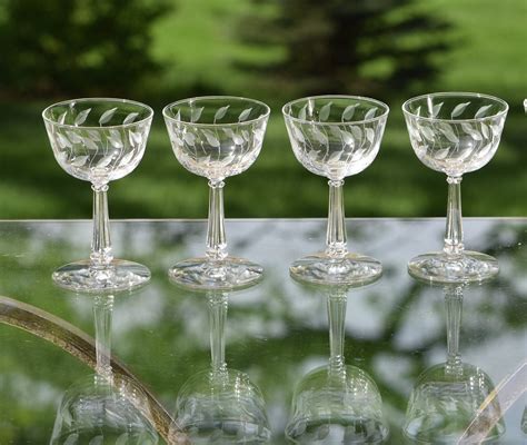 Vintage Etched Wine Glasses Liqueur Glasses Set Of 6 4 Oz After