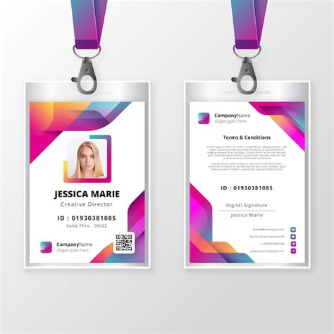 Free Vector Front And Back Id Card