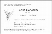 Traueranzeigen von Erika Honecker | trauer.marbacher-zeitung.de