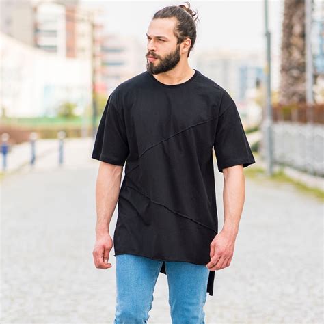 Mens Patchwork Oversize T Shirt In Black