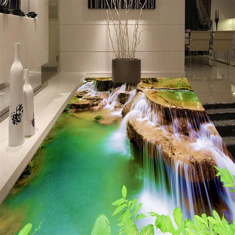 Beibehang Ustom 3d Floor Murals Self Adhesive Wallpaper Waterfall 3d