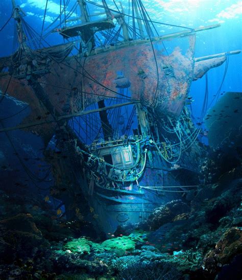 Sunken Ship Tattoo Underwater Shipwreck Pirate Art Pirate Ships