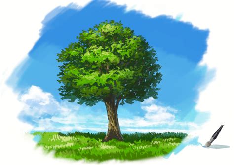 safebooru aruken blue sky clouds commentary day drawing grass highres no humans original