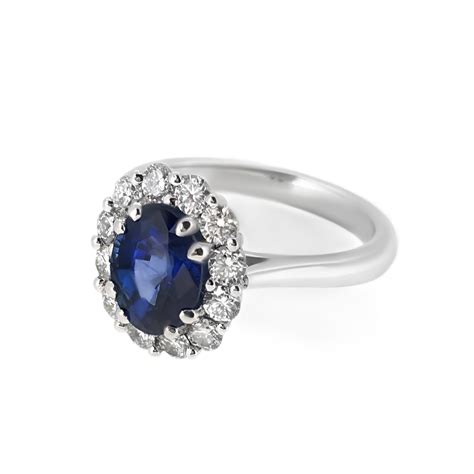 Sapphire And Diamond Halo Engagement Ring Haywards Of Hong Kong