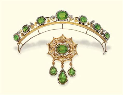 Antique Peridot Tiara And Brooch Crown Tiara Bling Peridot Georgian