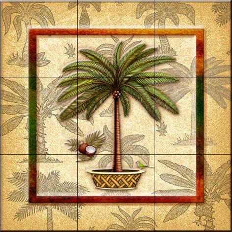 Tile Mural Coconut Palm 3 By Dan Morris Tropical Tile Murals By