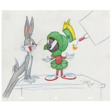 Bugs Bunny And Marvin Martian Original Drawing By Virgil Ross