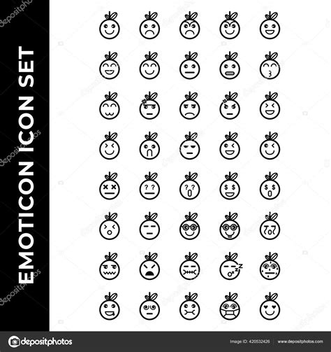 Emoticono Icono Conjunto Incluyen Símbolo Sonrisa Cara Conjunto Vector Emoción Vector Gráfico