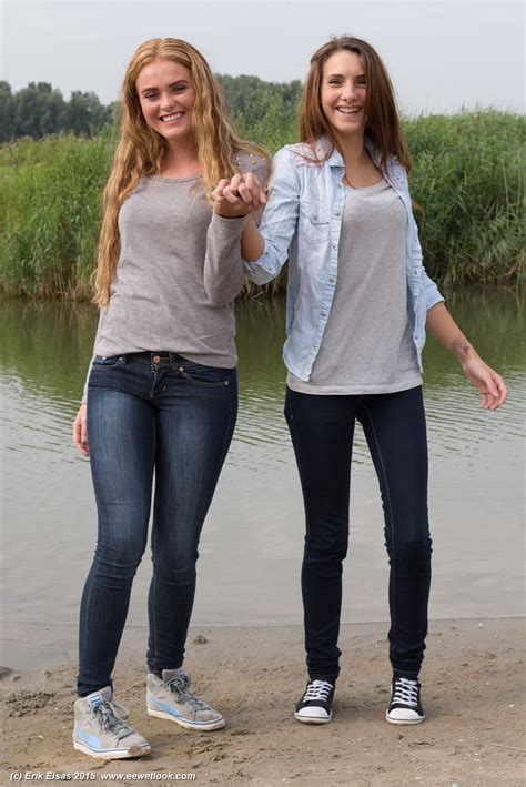 Wwf 83295 Photoset Of 2 Girls In A Lake In Jeans And