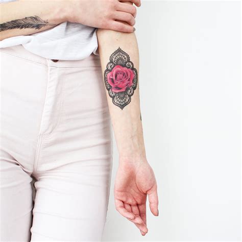 Lace Rose Tattoo Realistic Temporary Tattoos Tattooicon