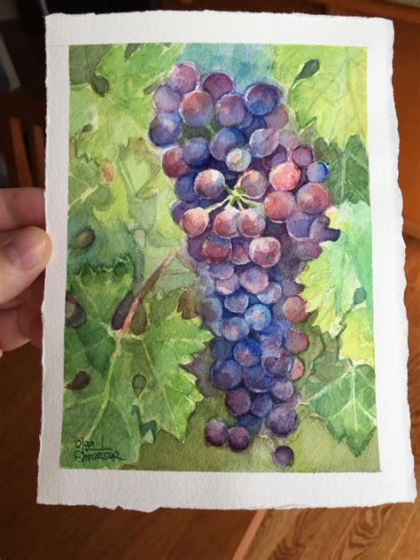 Grapes Watercolor Painting Original Vineyard Art Fruit