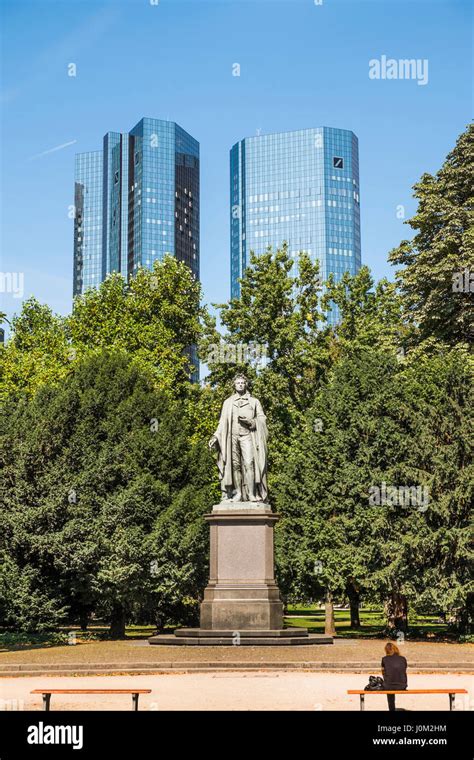 Taunusanlage Schiller Monument Deutsche Bank Towers In Background