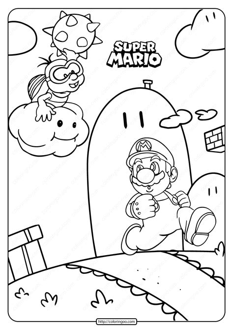 This game has unused objects. Free Printable Super Mario Game Coloring Page