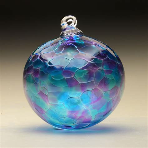 Hand Made Blown Glass Christmas Ornament In Tones Of Purple Etsy