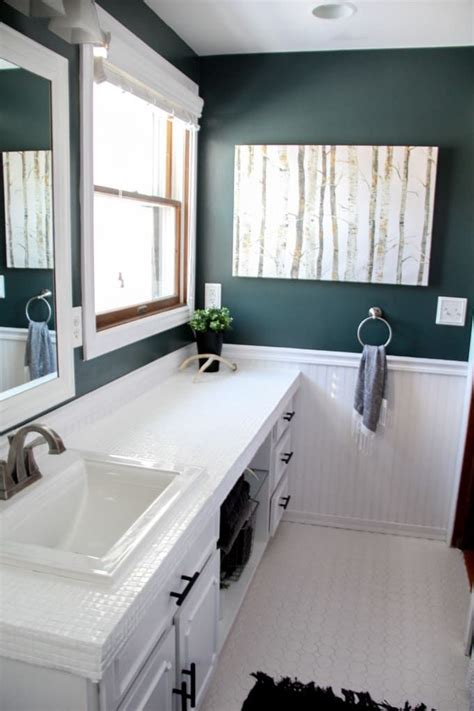 Tile has always been a popular material for bathroom countertops, but homeowners often complain. How to Paint Tile Countertops and our Modern Bathroom ...