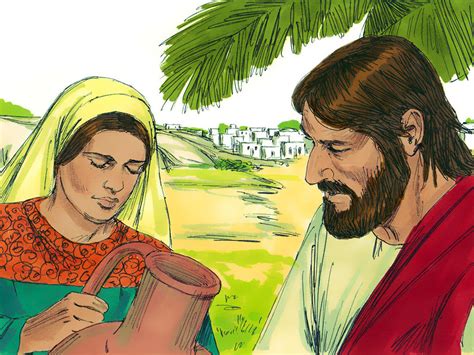 Freebibleimages Jesus Talks With Samaritan Woman Jesus Talks With A Samaritan Woman At A