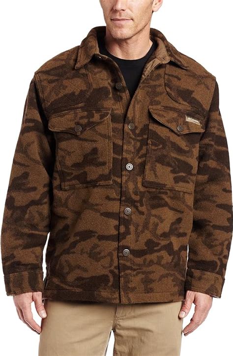 Columbia Mens Gallatin Range Shirt Jacketbrown Wool Camoxx Large