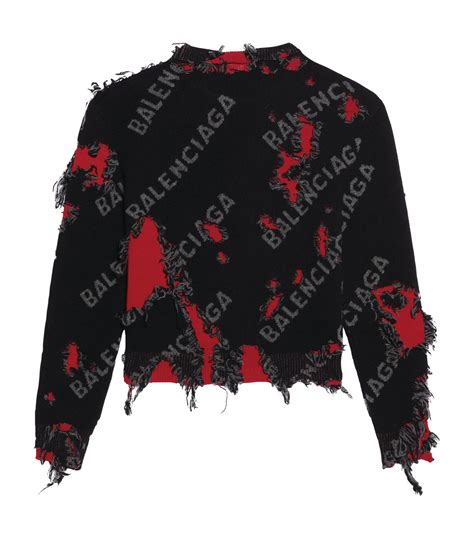 Balenciaga All Over Logo Distressed Sweater Harrods Us