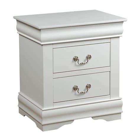 Benjara 15 In White 2 Drawer Wooden Nightstand Bm220333 The Home Depot