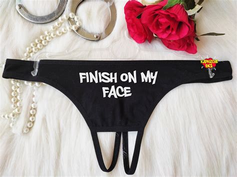 Finish On My Face Thong Pantiesblack Sexy Thong Etsy