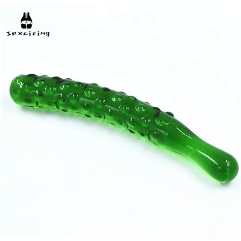 cucumber shape glass dildos double ended headed crystal fake penis anal butt plug g spot