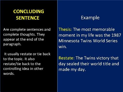 Grammar Topic Sentences Supporting Sentences Concluding Sentences