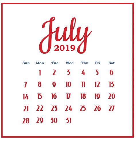 Free July 2019 Calendar Download Schedule Calendar Day Schedule 2019