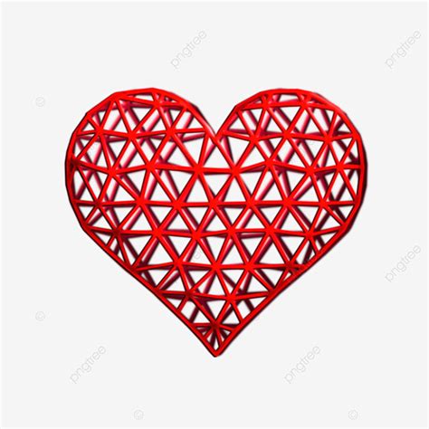 Mesh 3d Images Red Mesh Heart 3d Cartoon Style Heart Red Valentine