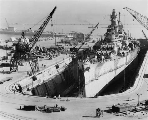 Battleship Iowa Undergoing Refit And Modernisation In San Francisco