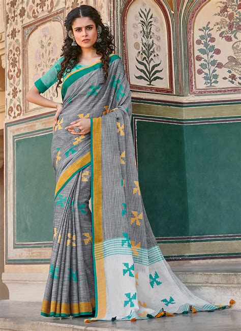 New Designer Traditional Wear Linen Cotton Sarees Collection Catalog