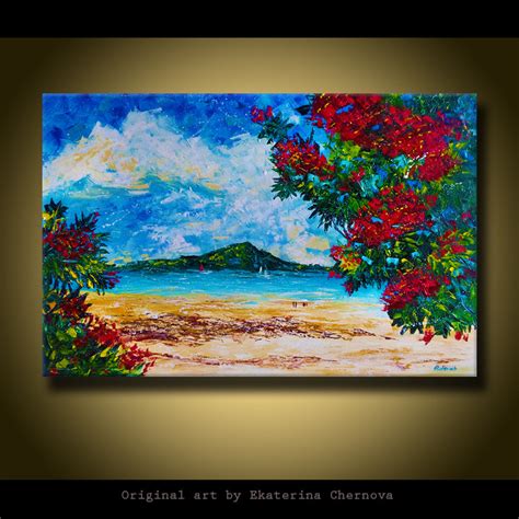 Crimson Tree Large Beach Painting Ekaterina Chernova