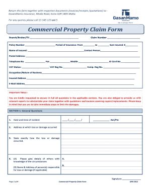 Whether it's severe weather like tornadoes and thunderstorms,. Fillable Online Commercial Property Claim Form - GasanMamo ...
