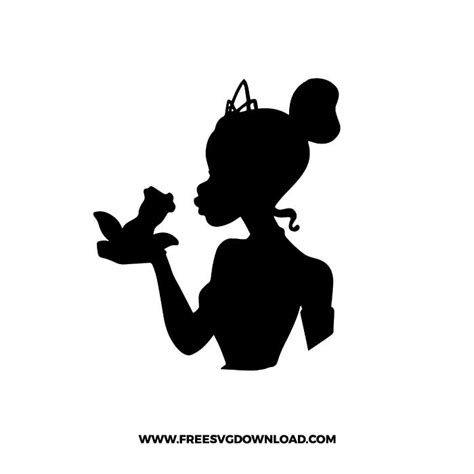 Tiana head silhouette SVG & PNG Disney cut files - Free SVG Download