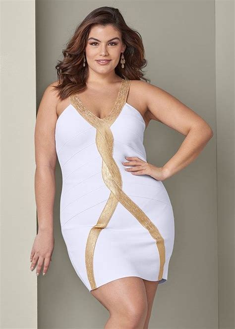 Plus Size Bandage Bodycon Dress In 2020 Bandage Dress Bodycon Slim