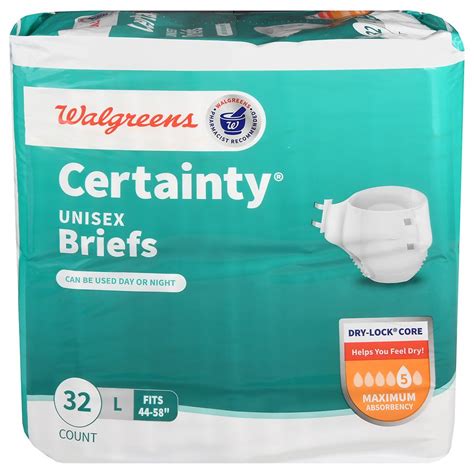 Walgreens Certainty Unisex Briefs Large Large Walgreens