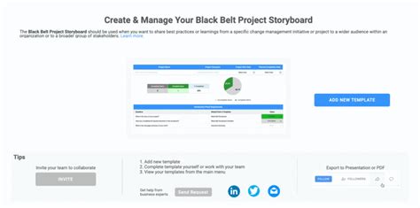 Black Belt Project Storyboard Template Six Sigma Software Online Tools