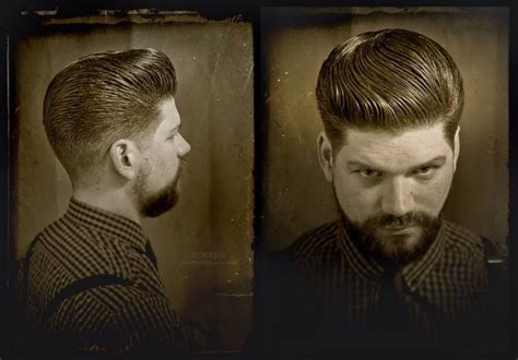 Greasers wore hairstyles such as the pompadour, ducktail or waterfall . Ducktail #Schorem | Slick hairstyles, Beard hairstyle ...