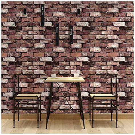 Haokhome 620501 Faux Brick Wallpaper Peel And Stick Rustybrown Vintage