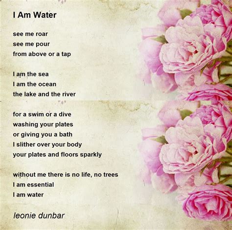 I Am Water I Am Water Poem By Leonie Dunbar