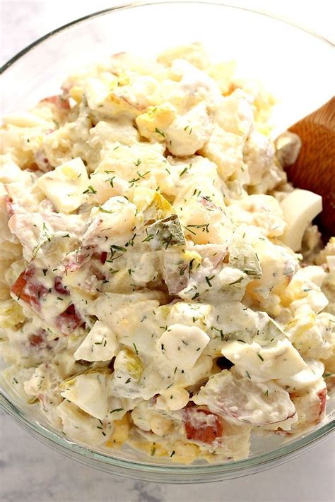 The creaminess in the salad is from homemade sour cream that is made from yogurt and flavored with herbs to add to the punch. Dill Pickle Potato Salad Recipe - a creamy potato salad with pickles and eggs, tossed with ...