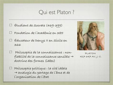 Platon crée à athènes ce qui semble être la toute première école philosophique, l'académie. Qui Est Platon / Platon Vie Å"uvres Resumees Et ...
