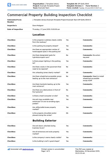 Printable Building Inspection Checklist Template Printable Templates
