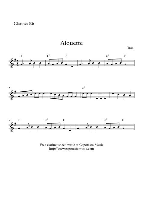 The 'clarinets start here' series provides. Free easy clarinet sheet music | Alouette