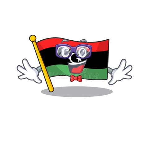 Geek Flag Libya Cartoon Isolated The Mascot Stock Vector Illustration