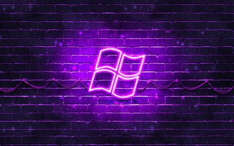 Download Wallpapers Windows Violet Logo 4k Violet Brickwall Windows
