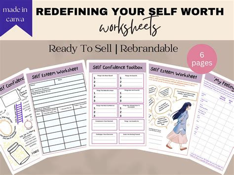 Redefining Your Self Worth Worksheets Done For You Brandable Etsy
