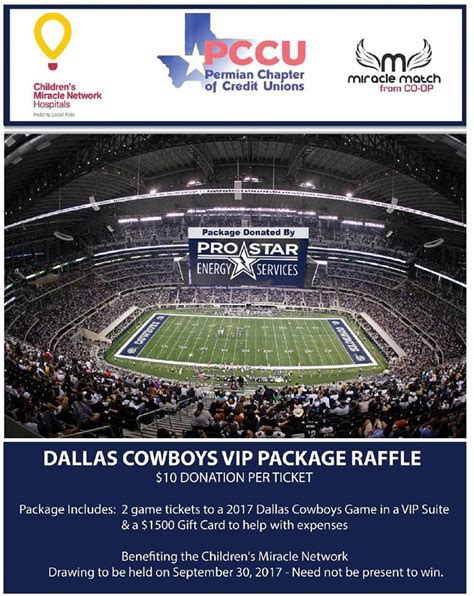 The dallas cowboys complete schedule for the upcoming 2020 nfl season. Buy your raffle ticket to win 2 VIP tickets in a Suite for a Dallas Cowboys game PLUS a $1500 ...